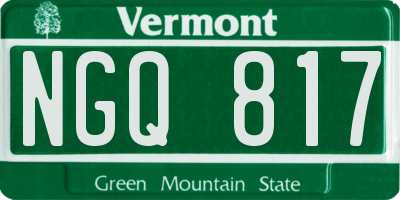 VT license plate NGQ817