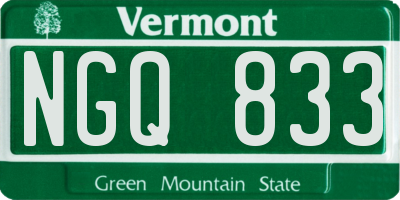 VT license plate NGQ833
