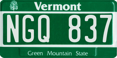 VT license plate NGQ837