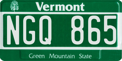 VT license plate NGQ865