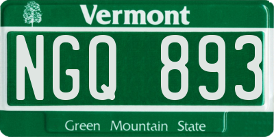 VT license plate NGQ893