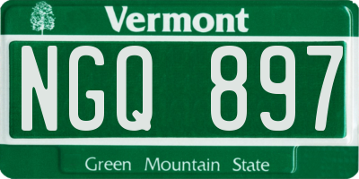 VT license plate NGQ897