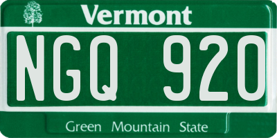 VT license plate NGQ920