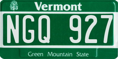 VT license plate NGQ927