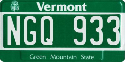 VT license plate NGQ933