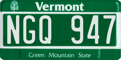 VT license plate NGQ947