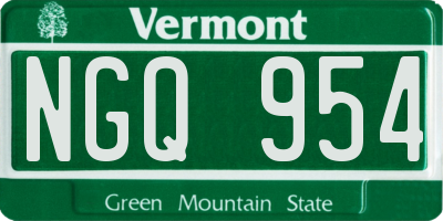 VT license plate NGQ954