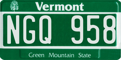 VT license plate NGQ958