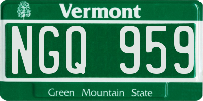 VT license plate NGQ959