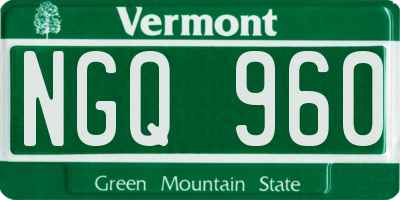 VT license plate NGQ960