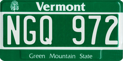 VT license plate NGQ972