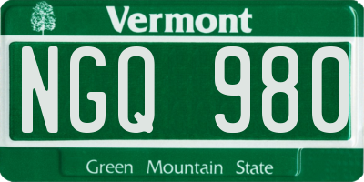 VT license plate NGQ980