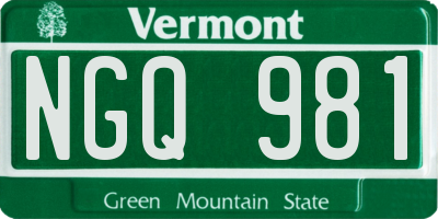 VT license plate NGQ981