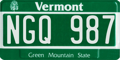VT license plate NGQ987