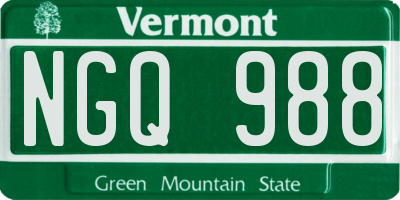 VT license plate NGQ988