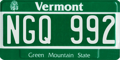 VT license plate NGQ992