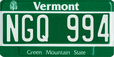 VT license plate NGQ994