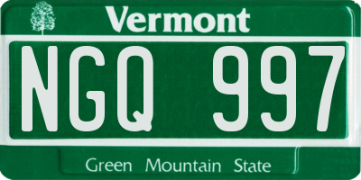 VT license plate NGQ997