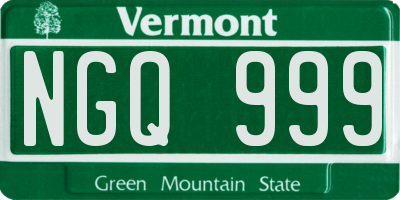 VT license plate NGQ999