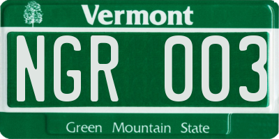 VT license plate NGR003