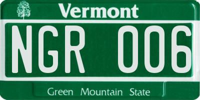 VT license plate NGR006