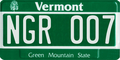 VT license plate NGR007