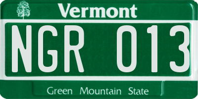 VT license plate NGR013