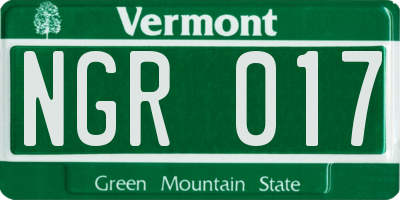 VT license plate NGR017