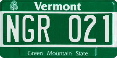 VT license plate NGR021