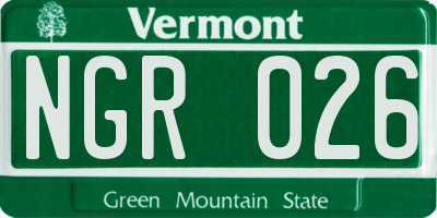 VT license plate NGR026