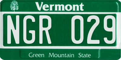 VT license plate NGR029