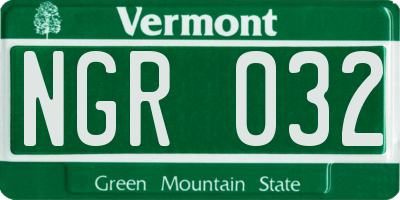 VT license plate NGR032