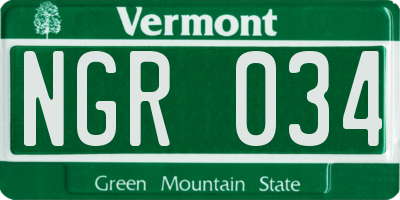 VT license plate NGR034