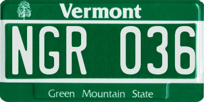 VT license plate NGR036
