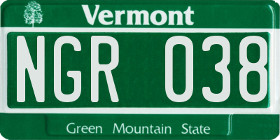 VT license plate NGR038
