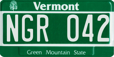 VT license plate NGR042