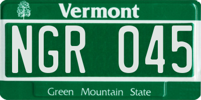 VT license plate NGR045