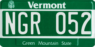 VT license plate NGR052