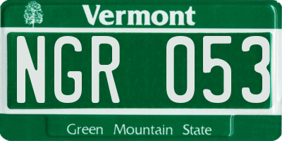 VT license plate NGR053