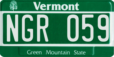 VT license plate NGR059