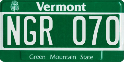 VT license plate NGR070