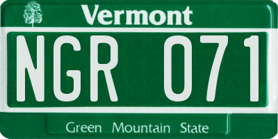 VT license plate NGR071
