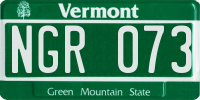 VT license plate NGR073
