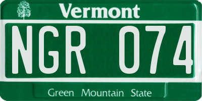 VT license plate NGR074