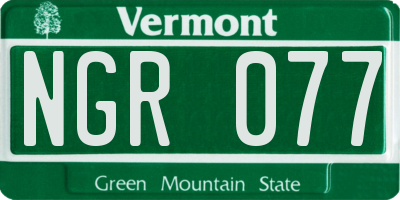 VT license plate NGR077