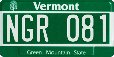 VT license plate NGR081