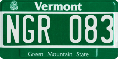 VT license plate NGR083