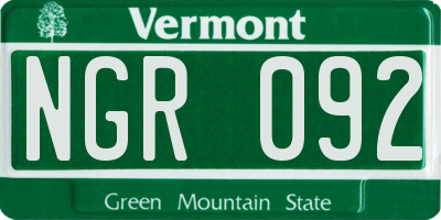 VT license plate NGR092