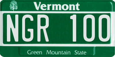 VT license plate NGR100