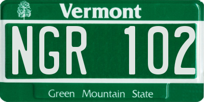 VT license plate NGR102